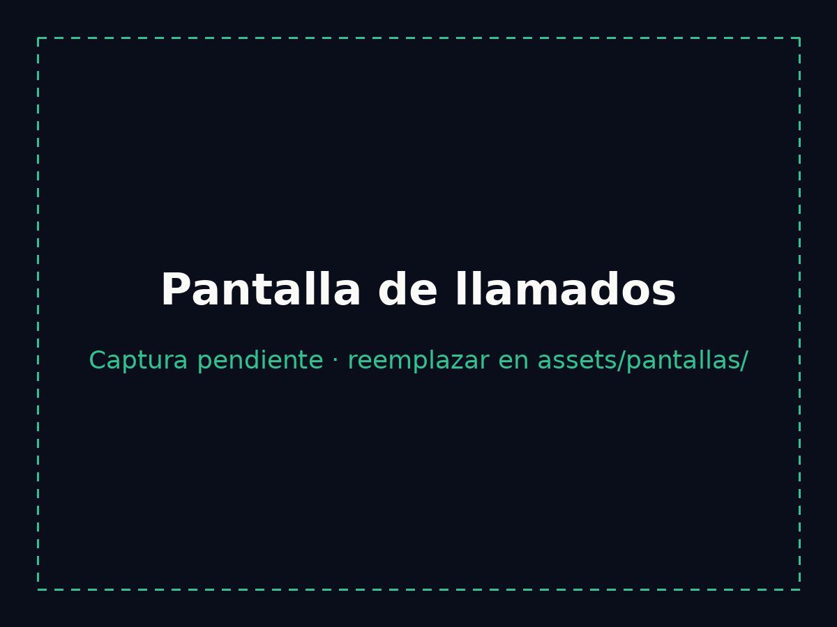 Pantalla de llamados de SELLR